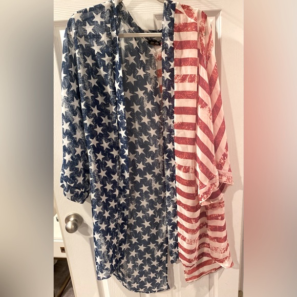dee elle Tops - Red White and Blue Patriotic Kimono ❤️🤍💙🇺🇸
